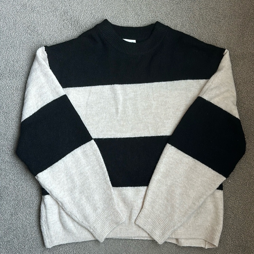 H&M Knit Sweater in Light beige/black striped Size S - Picture 1 of 5